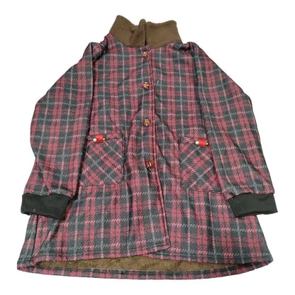 Frauen Plaid Mantel Karierten Winter Mutter Jacke Taschen drehen-unten Kragen einreiher Mid Länge Mantel Mid-aged frauen Mantel