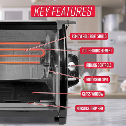 Electric oven 1000W Large capacity chicken oven 25-250℃ household oven knob temperature control.