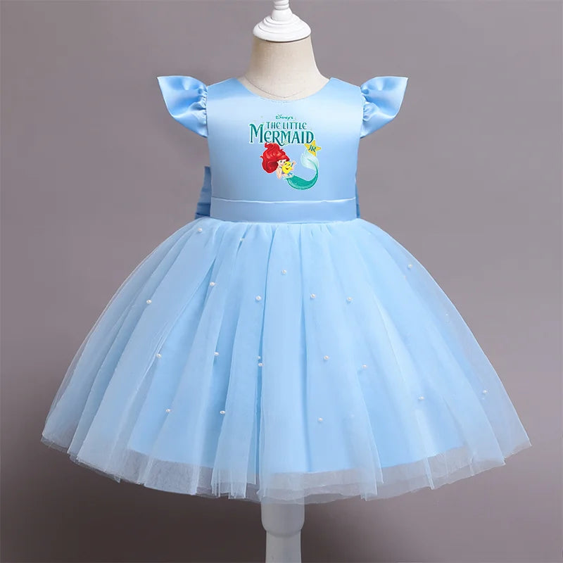 Die kleine Meerjungfrau elegante Prinzessin Spitze Kleid Kinder kleider für Mädchen Vintage Kinder Geburtstags feier Kleider Weihnachts kleidung.