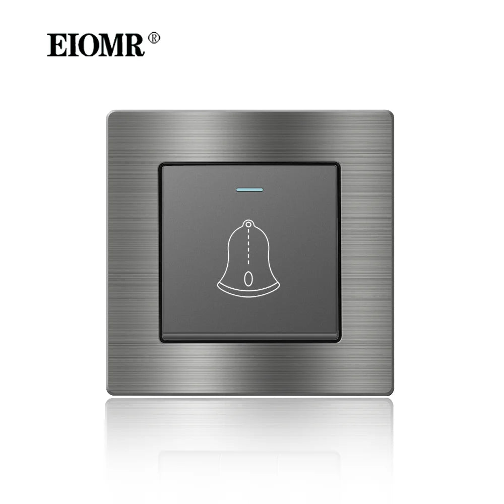 EIOMR Frankreich Standard-Steckdose, graue Aluminiumlegierung, Lichtschalter, RJ45, Fernseher, 220 V, 16 A, Wandsteckdosen für Haushaltsgeräte