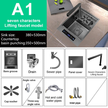 Water Catalyst Cup Cleaning Sink Hidden Single Slot Mini Bar Sink Wash Basin With Cover Plate For Kitchen