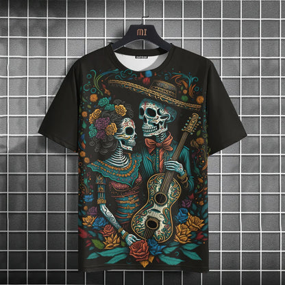 Mexican Skull Day of The Dead Graphic T Shirt for Men Womens Graffiti Clothing Horror Goth T-shirts Fashion Streetwear Tops Tees.