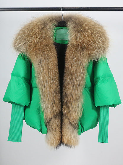 Lose Natürliche Echt Fox Pelz Kragen Mantel Dicke Neue Europäische Mode Weiße Ente Unten Jacke Winter Frauen Warme Luxus Oberbekleidung