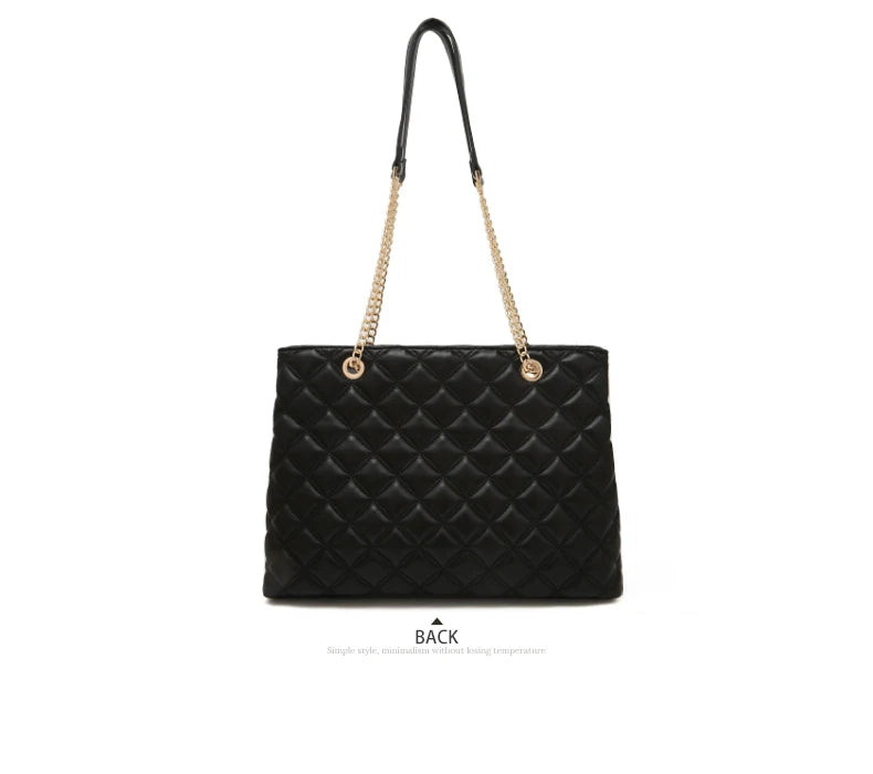 FOXER Women Fashion Quilted Shoulder Bag Female Classic Underarm Bag Vintage Lady Simple Tote Bags Chrismas Gift.