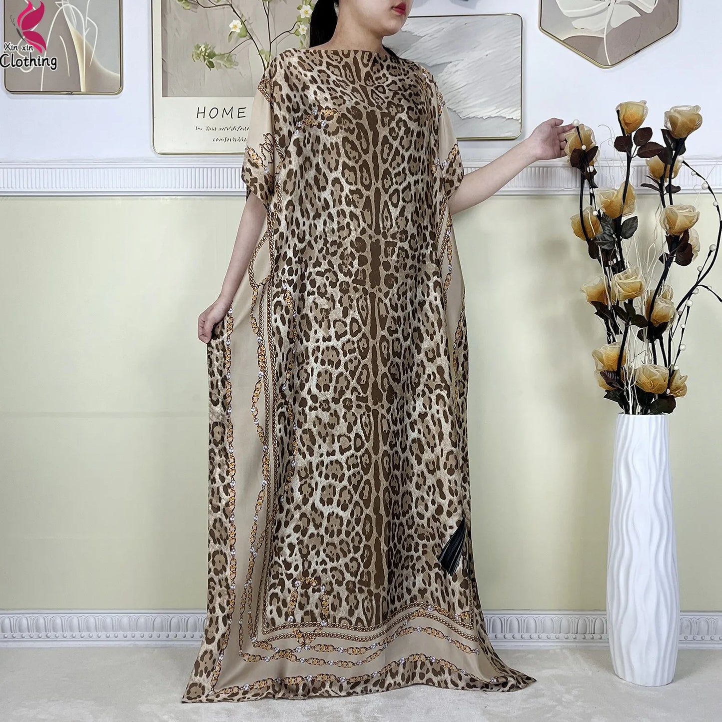 2025 New Beach Party Dress Soft Silk Fabric Loose Short Sleeve Dubai Women Vacation Dress African Abaya Islam Lady Casual Dress.