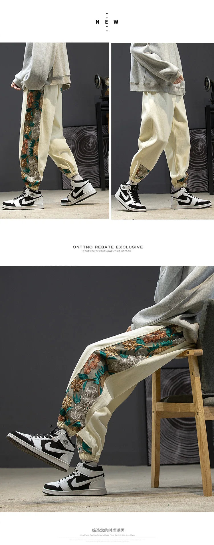 Fashion Casual Pants Men's Clothing Cotton Japanese Samurai Embroidery Patchwork Harem Trousers Oversized Harajuku Joggers Male.