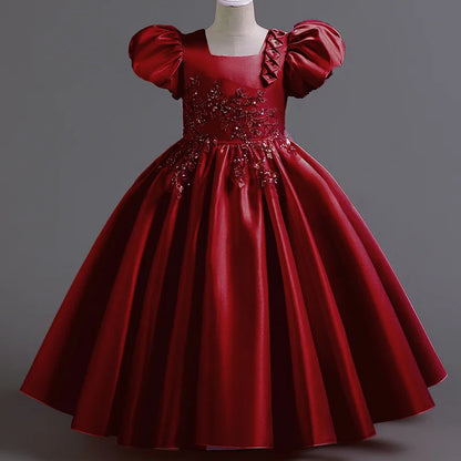 Prinzessin Mädchen Kommunion Geburtstags feier Tanz Leistung Pailletten schwarz Kleid Mädchen Hochzeit Brautjungfer Party Langarm Kleid