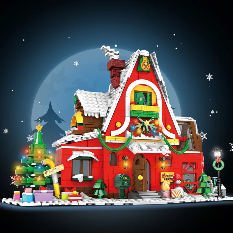 2023 City Creativity Winter Village Christmas House Christmas ART House Model Building Blocks Bricks Kids Toys Christmas Gift.