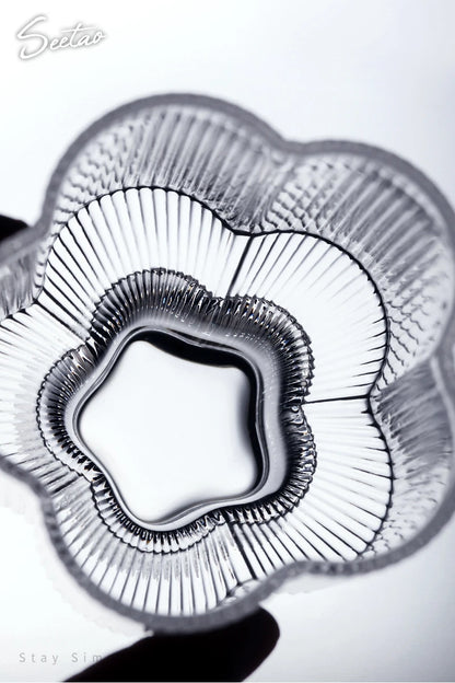 Clear Ice Cream Glass Whiskey Red Wine Glass Cup Flower Stripe Glass Mug Vintage Iced American Coffee Mug Home Stacked Cup