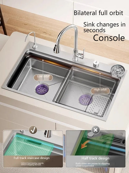 304 stainless steel Undermount Kitchen Sink Embossed Silver Large Single Bowl with Accessories Thickened Sinks