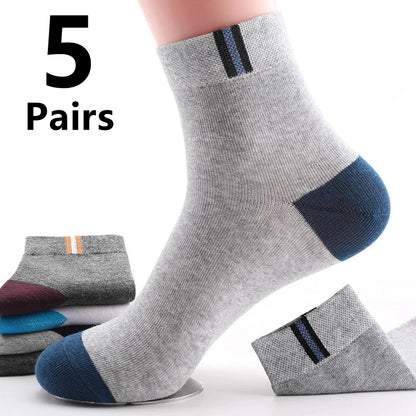 10/5/3pairs Breathable Con Sports Stockings Men Bamboo Fiber Autumn and Winter Men Socks Sweat Absorption Deodorant Business Sox.