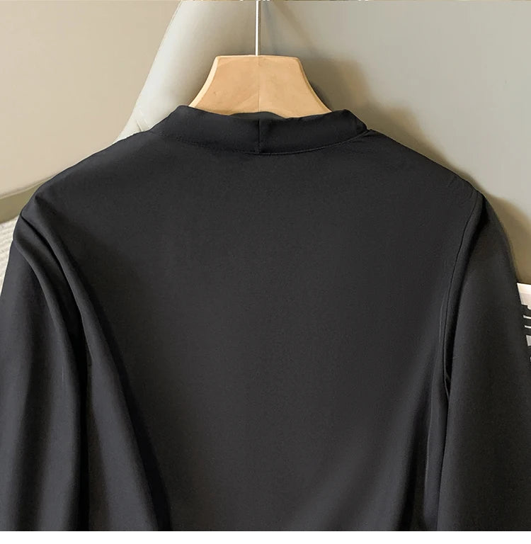 Big Size Women Shirts 2025 Spring Autumn Long Sleeve Office Lady V-Neck Solid Color Blouses Elegant and Youth Woman Tops.