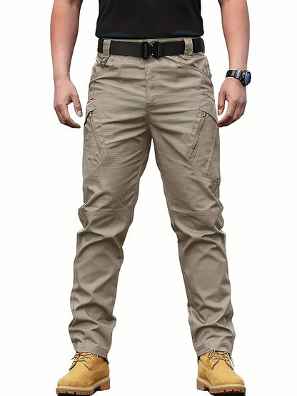 Men's multifunctional pocket tactical pants, wear-resistant Cargo Pants, water repellent, suitable for hiking and outdoor work.