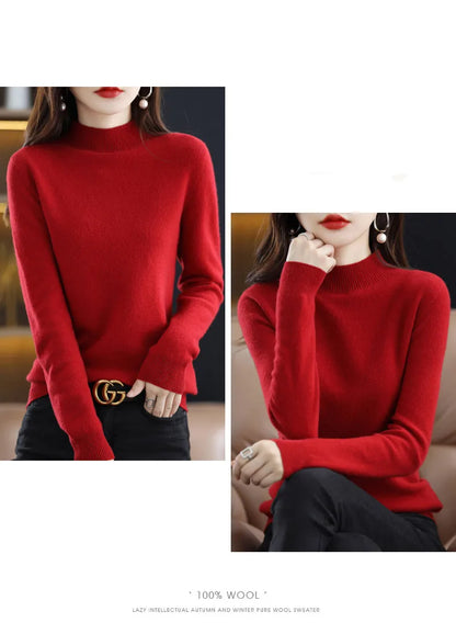 2025 Women's Casual Knit Tops Half-neck Pullover In Autumn And Winter New Cashmere Sweater Women's Coat 19 Colors