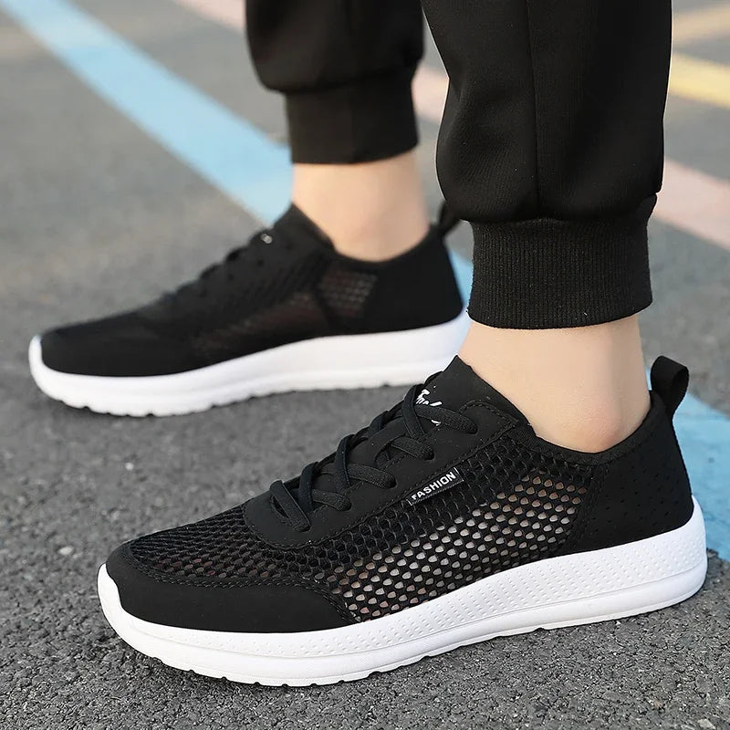 YRZL Sneakers Men Shoes Hollow Mesh Breathable Outdoor Casual Shoes Comfortable Walking Non Slip Big Size Mens Sneakers.