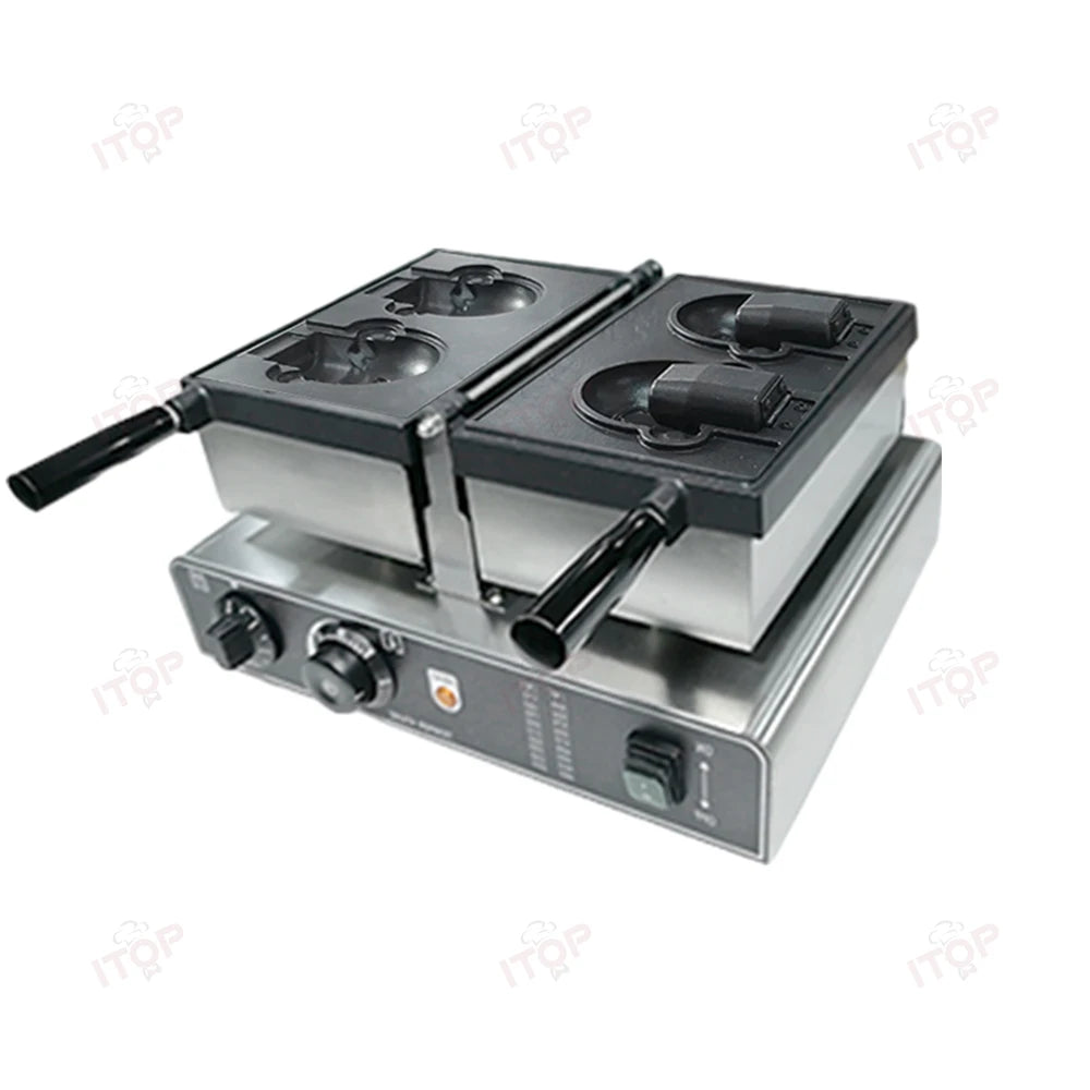 Commercial Taiyaki Bear Shaped Waffle Maker 1800W Open Mouth Bear Shape Waffle Machine Ice Cream Waffle Iron Maker.