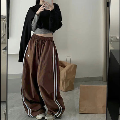 Y2K Vintage Frauen Lose Hosen Übergroßen Hip Hop Kordelzug Tasche Mode Chic Cargo Pant Casual Büro Dame Baggy Neue Hosen