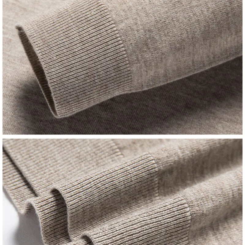 Luxury Men Cashmere Sweater 100% Merino Wool Buttoned Pullover Autumn Winter Polo Collar Knitwear Male Casual Warm Jumper Tops.