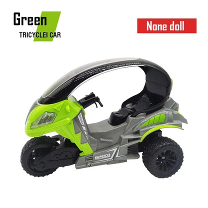 Electric RC Motorcycle Car Spray RC Stunt Toys Remote Control Drift Stunt Three Wheel Motorcycle with LED Lights for Kids Gifts.