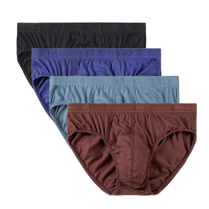 4 Pcs/Lot Men's 100% Cotton Breathable Briefs Comfortable Male Underwear Lingerie Panties Underpants Plue Size Xl -5Xl.