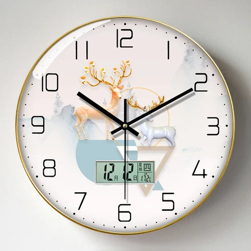 Wanduhr, Wohnzimmer mit Kalender, Zuhause, modisch, einfach, modern, Wanduhr, 2023, neuer Stil, stumm, Licht, Luxus