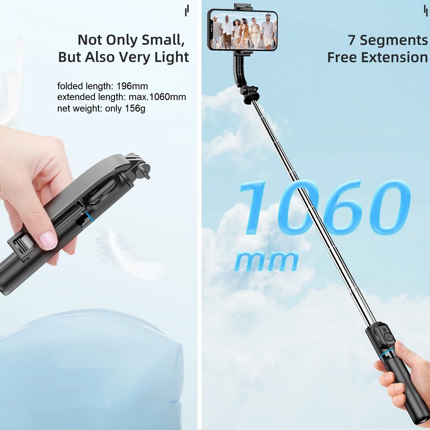 Selfie Stick with Tripod Stand and Remote, 42" Extendable Selfie Stick for iPhone 15 14 13 12 Pro Max Android Galaxy S23 S22.