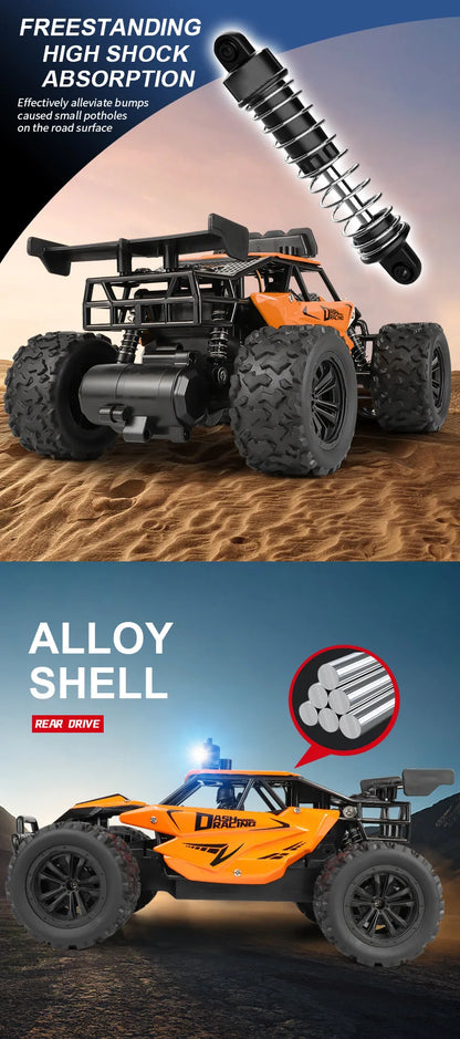 Remote Control Car RC Drift Racing 1:16 Vehicle Off Road Alloy 2.4G Radio High-Speed Trucks With LED Light Climbing Gift Kid Toy.