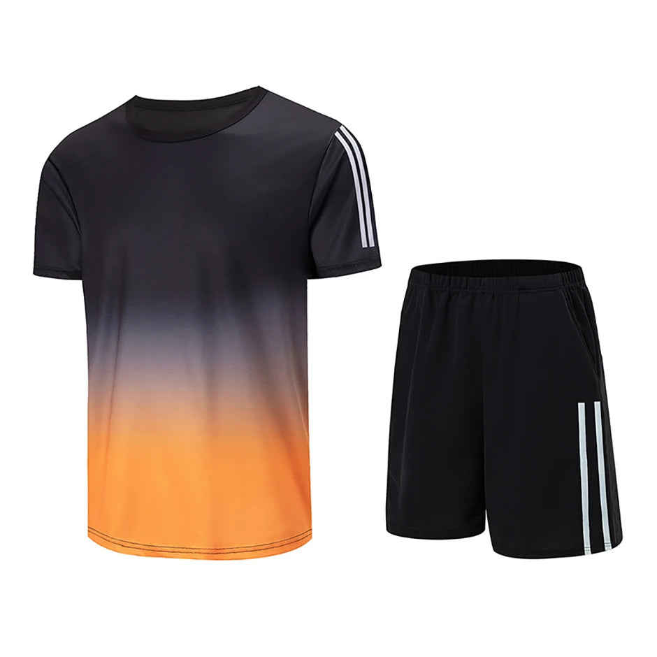 2pcs Summer Men's Quick drying Sports Suit Loose And Comfortable Round Neck Short Sleeved T-shirt Versatile Running Pocket Short