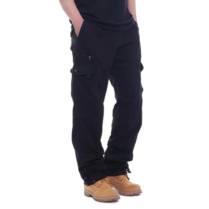 2025 Men's Casual Elastic Waist Plus Size Cargo Pants Multiple Pockets Loose Fit Trousers For Construction Site