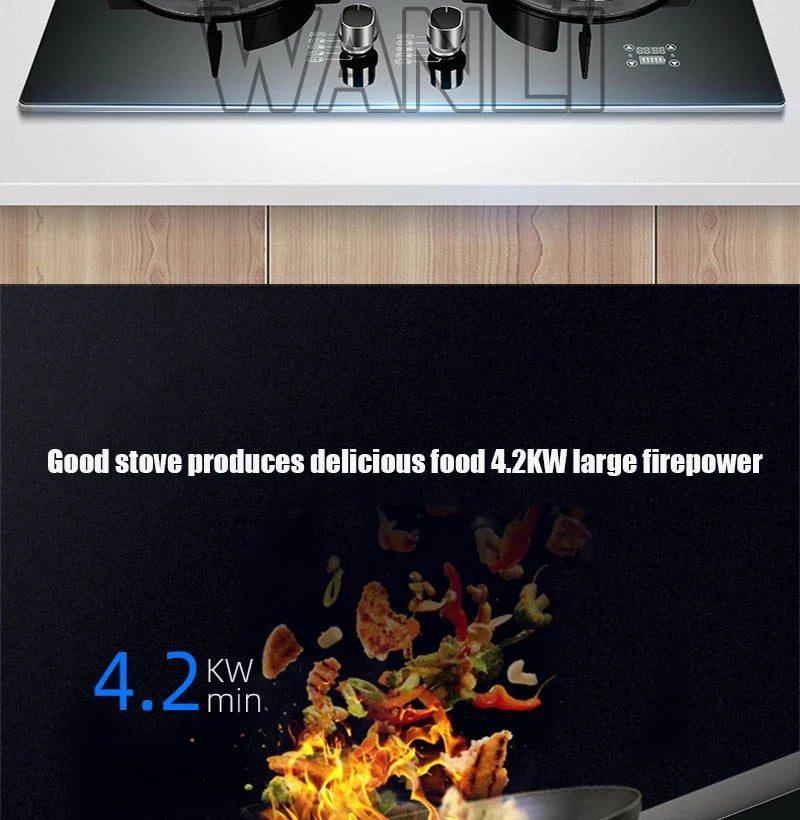 DC330 Gas Stove Household Desktop Embedded Double Stove Natural Gas Liquefied Gas Stove/Toughened Glass Panel.