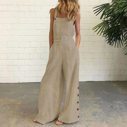 Evening Dresses Outfits Women'S Sleeveless Overalls Jumpsuit Casual Solid Summer Wide Leg Bib Pants Vestidos Verano Moda 2025.