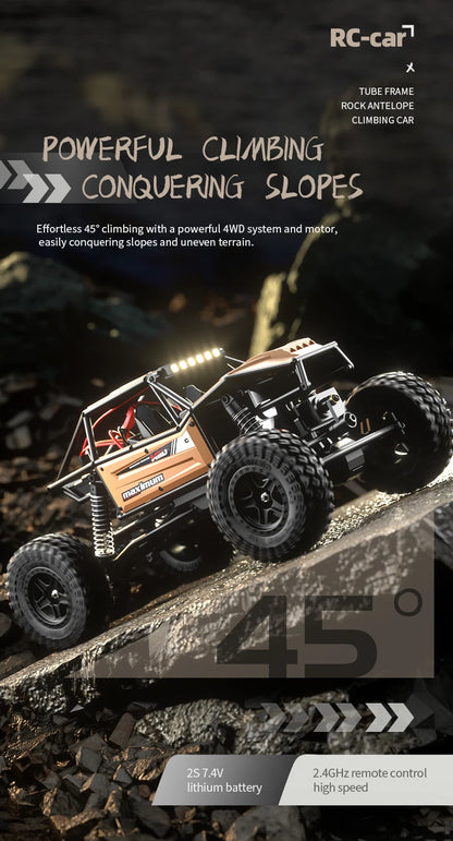 1/18 RC Climbing Car 4WD Off-road Remote Control Vehicle RTR Rock Crawler Big-wheel 4x4 Electric Truck Model Toys for Kids.