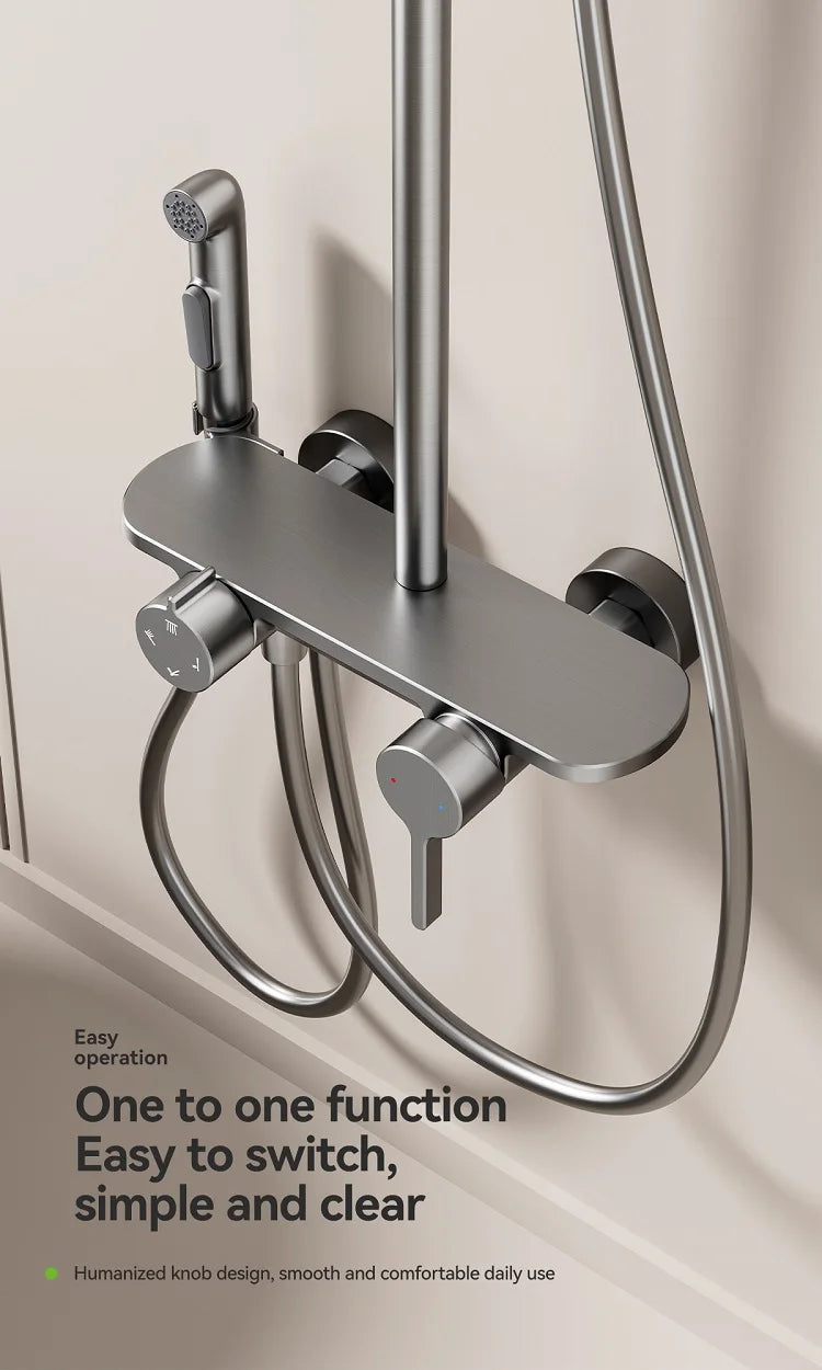 Four Ways Water Outlet Shower System Rainlfall Pressurized Sunflower Shower Set Wall Mounted Hot Cold Bathroom Shower Faucet Set