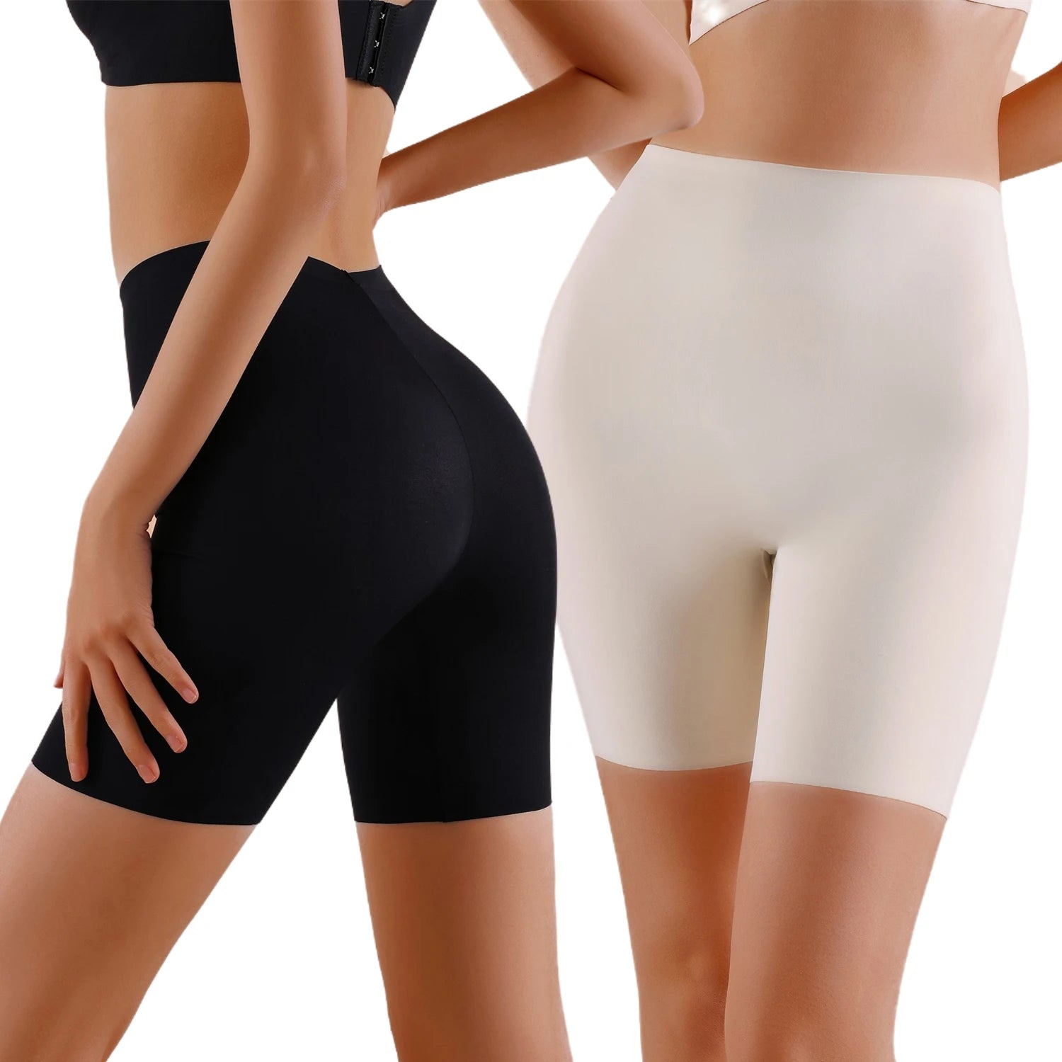 Seamless High Waist Shorts Panties For Women Tummy Control Hip Lift Ice Silk Safety Pants Sports Underwear Boyshorts Boxer.