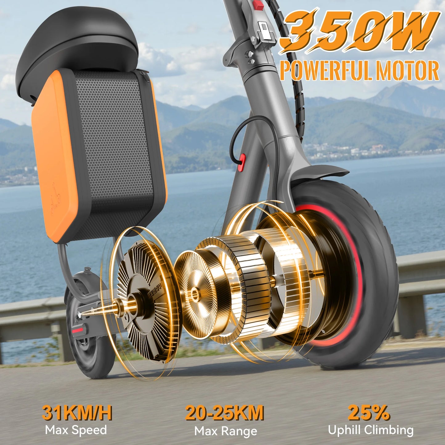 JUICEASE 350W Electric Scooter 350W Motor 36V 25KM Long Range 8.5Inch 31KM/H with Seat Storage Box Smart App Foldable Escooter.