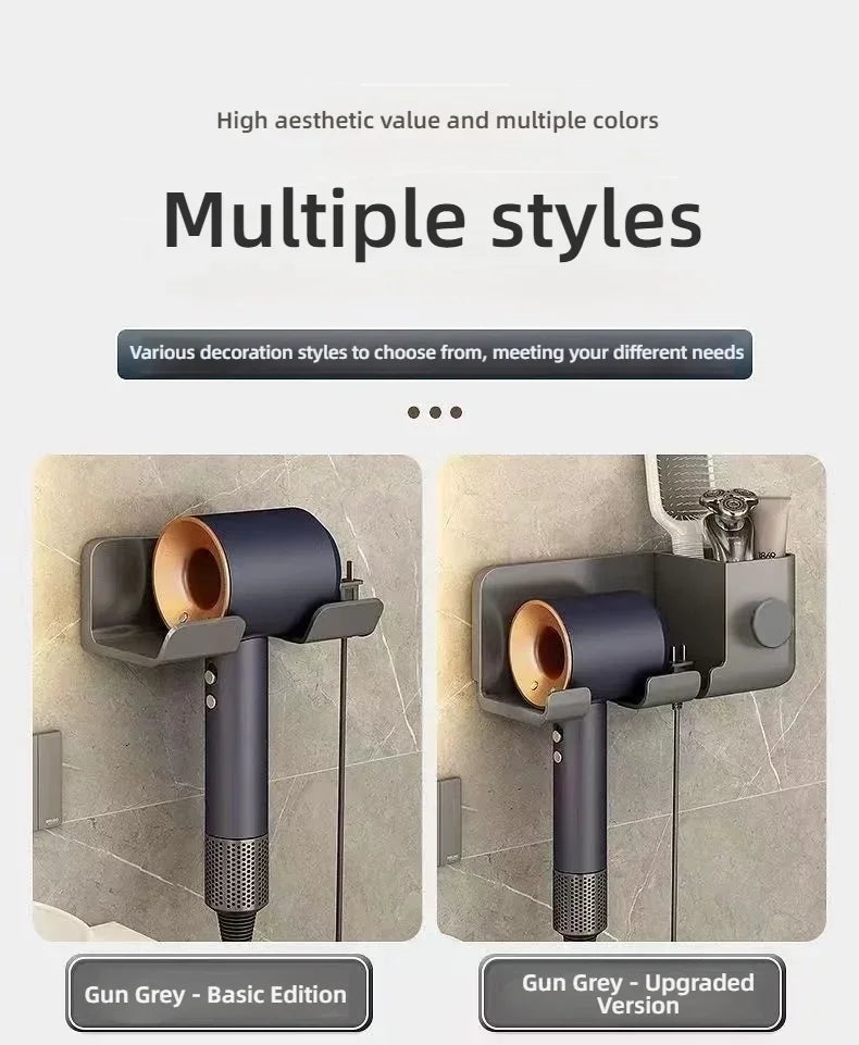 An der Wand montierte stanzfreie Toilette Haartrockner Rack Badezimmer Haartrockner Lagerregal Haartrockner Halterung Badezimmerzubehör ﻿