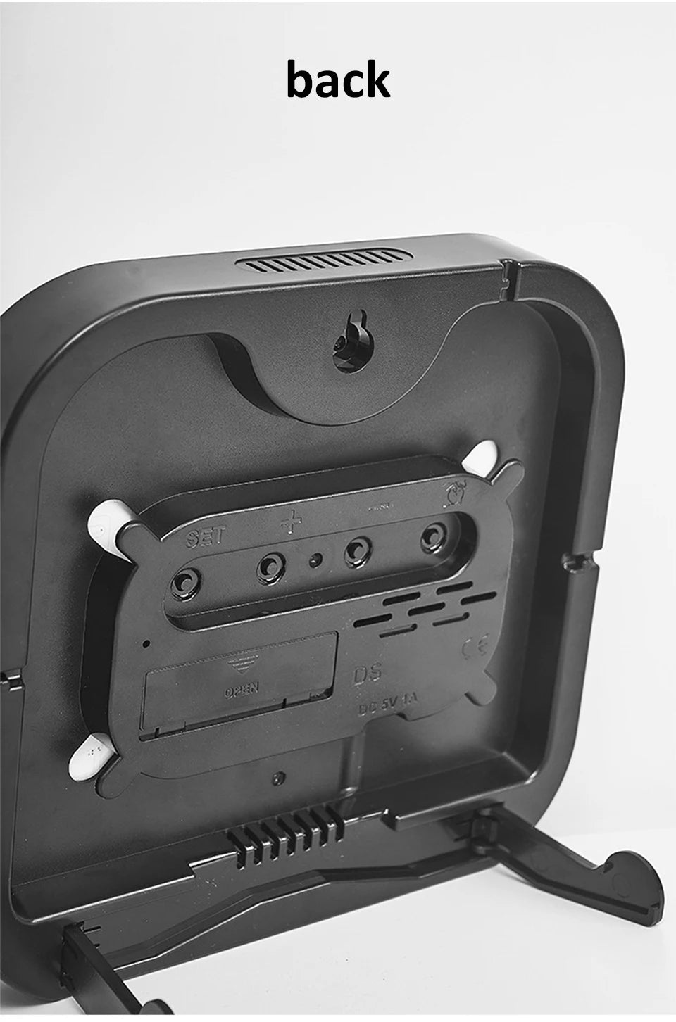 Wanduhr mit Spiegel-Bürsten-Finish, Premium-Gefühl, geräuschlos, Wanduhr, Tischwecker, Temperaturanzeige, Schlafzimmer, Büro, Wohnzimmer, Dekoration