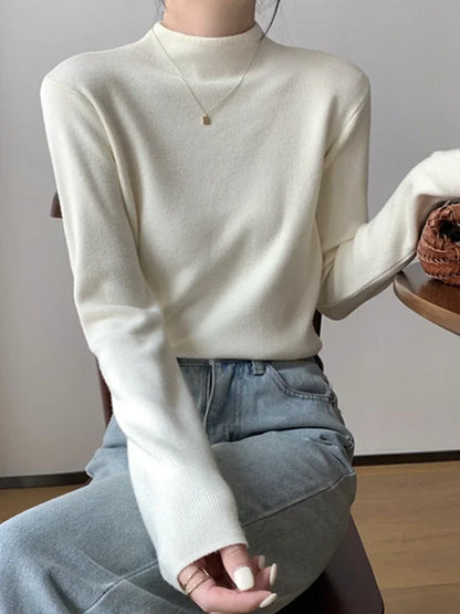 2025 Women Turtleneck Knitted Pullovers Solid Sweater Harajuku Korean Soft Warm Knitwear Autumn Winter Fashion Slim Jumpers Tops.
