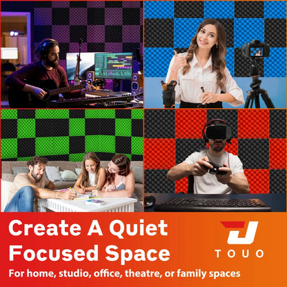 TOUO 6-48 Pack Acoustic Panels Sound Proof Foam Panels Wall Soundproofing Acoustic Foam Panels  Flame Retardant