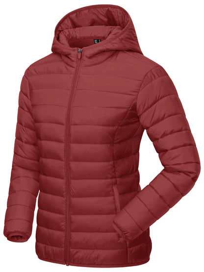 TACVASEN Winter Hooded Puffer Jacket Womens Quilted Warm Coats Casual Windbreaker Waterproof Padded Lightweight Outdoor Outwear