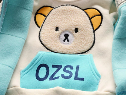 Baby Warm Clothes Sets Autumn Winter Boys Girl Thick Velvet Sport Suits Kids Clothes Outfits Infant Tops+Vest+Pants 3Pcs 0-4Y.