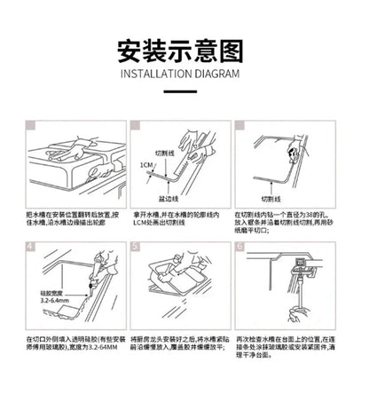304 Edelstahl Wasserfall Küchen spüle große Einzels chlitz integrierte Digital anzeige Wasserhahn Set Seifensp ender Tasse Waschmaschine