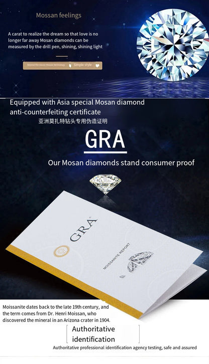 TEN CARATS Moissanite Stud Earrings for Women, D Color VVS1, S925 Sterling Silver, Luxury Jewelry Gift with GRA Certificate.
