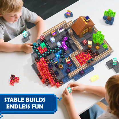 100PCS Magnetic Blocks Building Toys Cave World Magnet Construction Set STEM Educational Sensory Christmas Gift For Kids.
