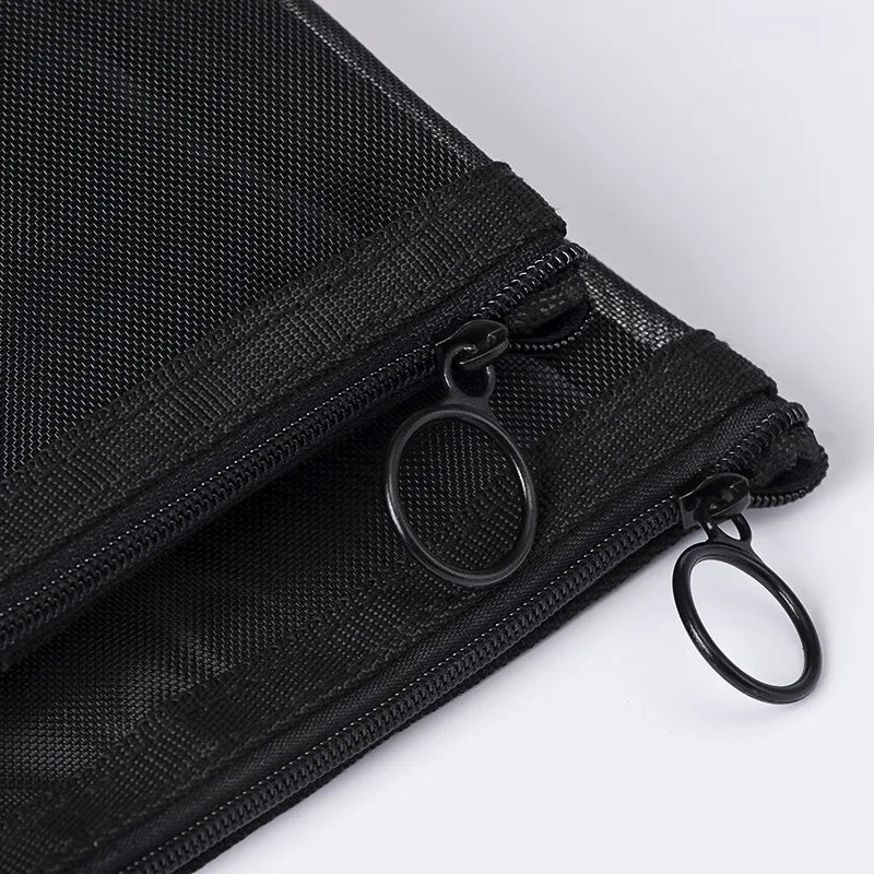 1pcs Transparent Mesh Zipper Cosmetic Bag Women Necessary Organizer Fashion Small Large Black Toiletry Bags Makeup Pouch Case