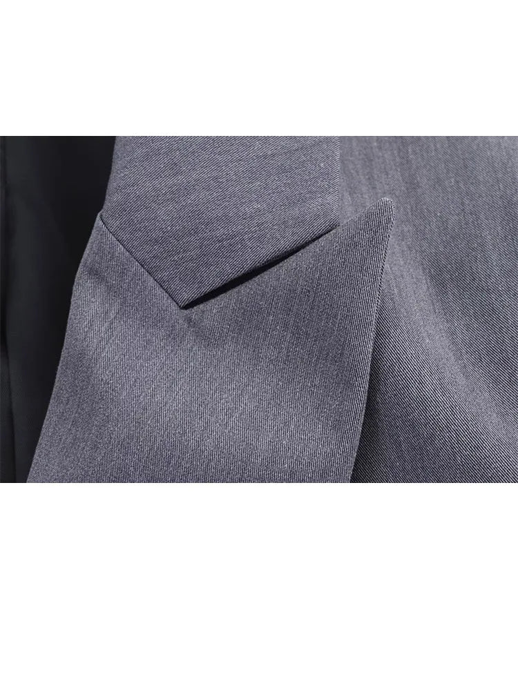 HH Frau Mode Vielseitige Lange Ärmel Zweireiher Tasche Dekoration Blazer + High Street Casual Pendeln Hose 2-teiliges Set