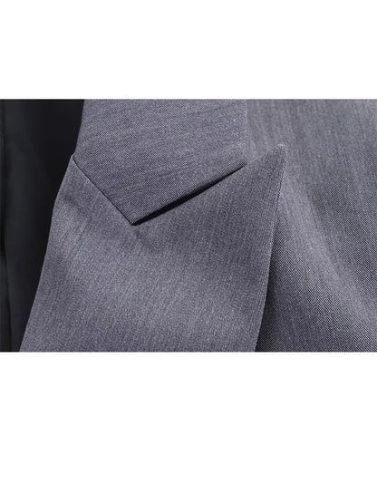 HH Frau Mode Vielseitige Lange Ärmel Zweireiher Tasche Dekoration Blazer + High Street Casual Pendeln Hose 2-teiliges Set