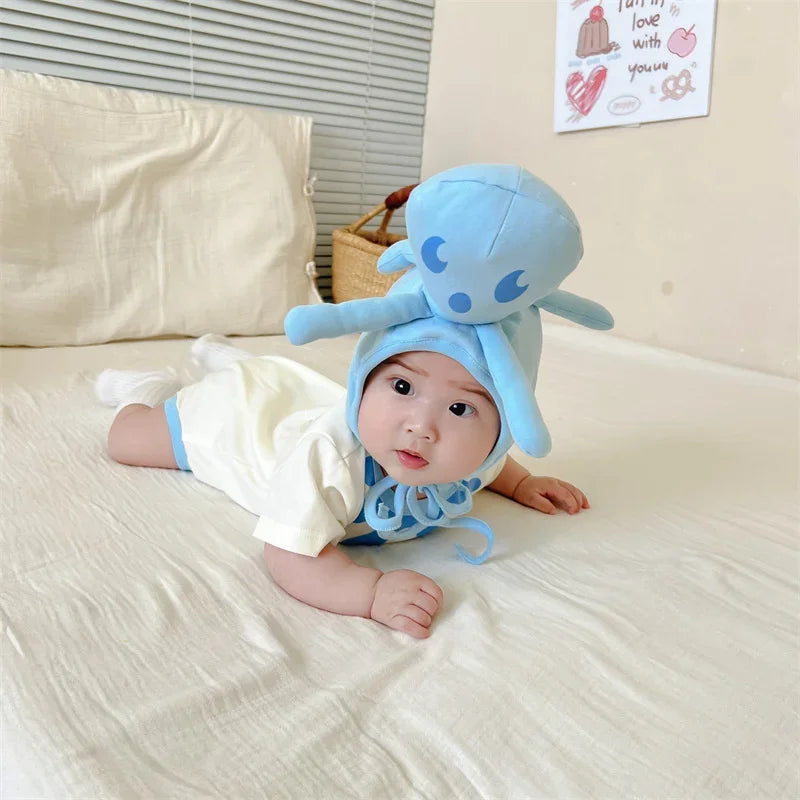Lustige Oktopus Sommer Baby kleidung koreanische neue Jungen Mädchen einteiligen Stram pler schönen Bodysuit Säugling Baumwolle kurzen Overall.