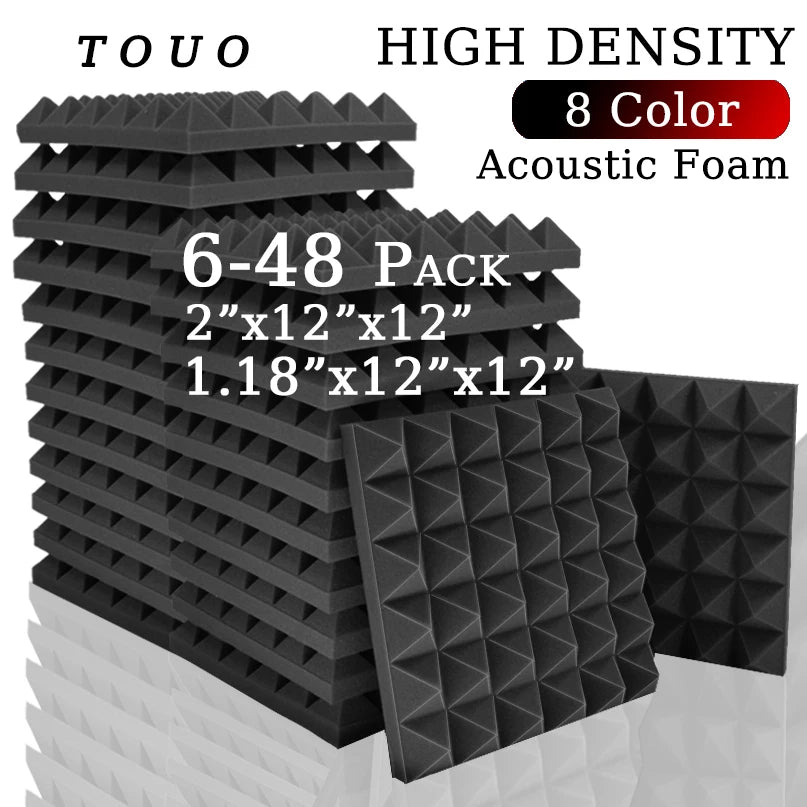 TOUO Acoustic Foam 6-48 Pcs Sound Proof Wall Panels High Density Studio Sound Absorbing Material Acoustic Foam Home Decoration