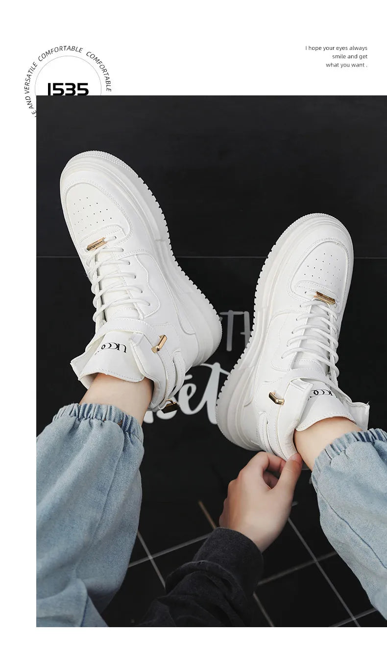 Hot Fashion Brown Sneakers Men 2024 Designer Men High Top Shoes Comfortable Platform Shoes Men Casual Mens Skateboard Sneakers.